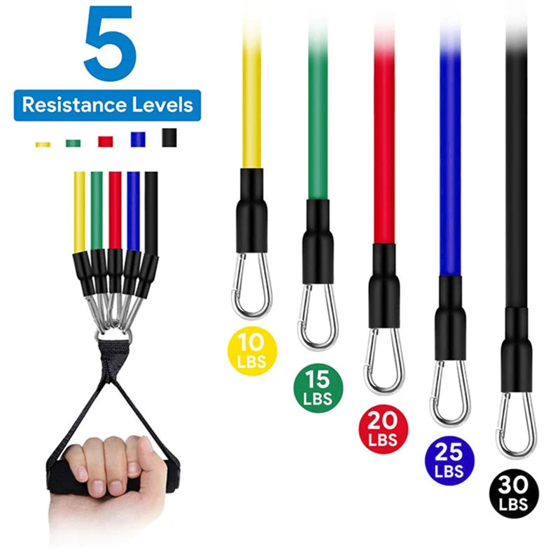 Kit Elastici Fitness 11 Pezzi con Maniglie e Ancoraggio Porta