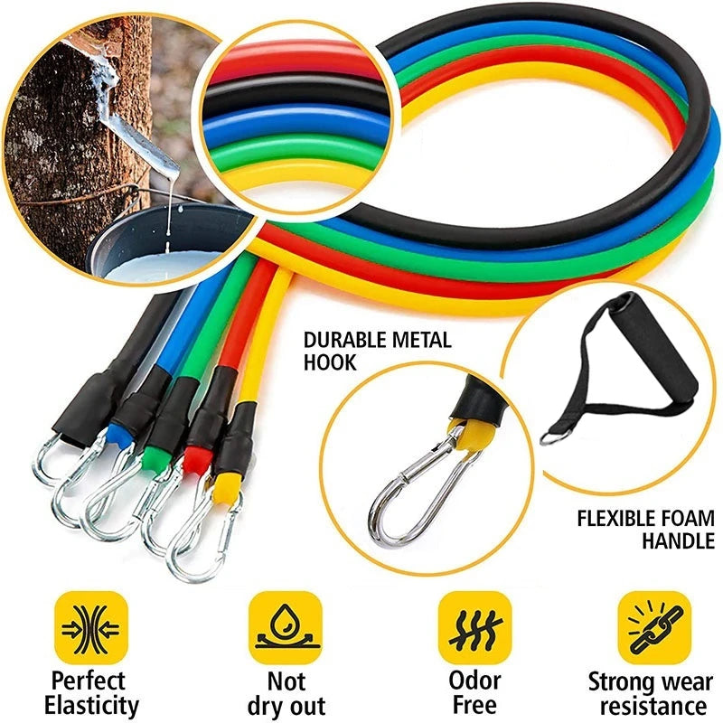 Kit Elastici Fitness 11 Pezzi con Maniglie e Ancoraggio Porta