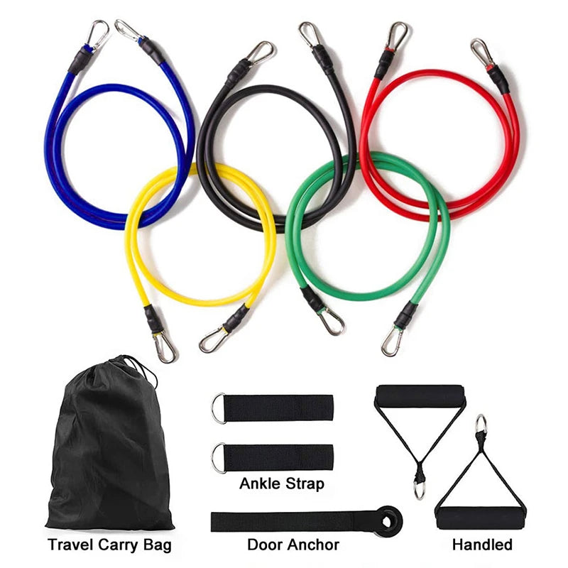 Kit Elastici Fitness 11 Pezzi con Maniglie e Ancoraggio Porta